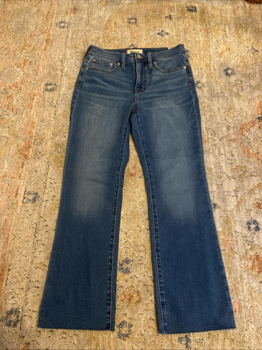 Nwt Madewell Cali Demi Boot Raw Hem Blue Jeans Sz 26 Women’s  Bonair Wash 28x27
